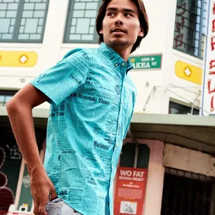Roberta Oaks modern aloha shirt. Made in Hawaii.