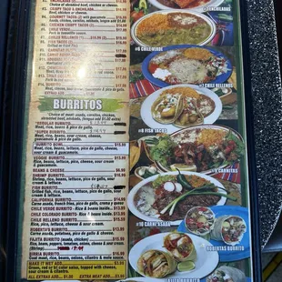 menu, tacos