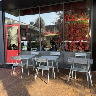 Outdoor seating available.