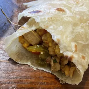 Made a delicious burrito with the bowl and flour tortillas