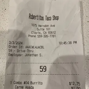 My receipt