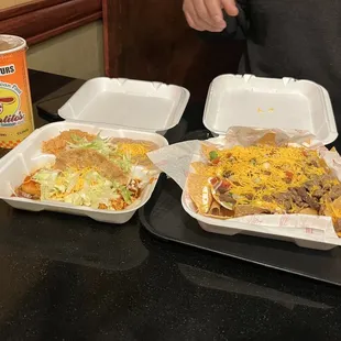 two trays of nachos