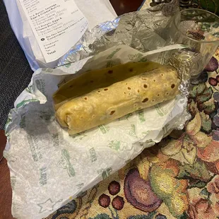 Number 7 Breakfast Burrito with extra potatoes. Nothing extra about this besides being extra skinny and extra pricey.