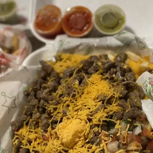 a taco dish with cheese