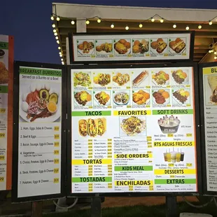 Drive thru menu