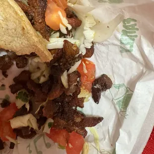 The meat is so hard! Over fried and it seems like they took yesterday's meat put it in the microwave!