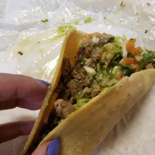 Their tacos are usually bigger. They really skimped out today. Disappointing for a $3 taco.