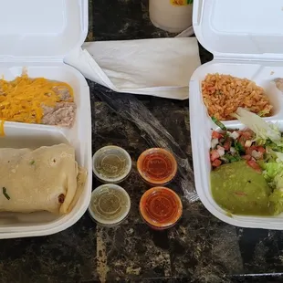 Carnitas Burrito and Chile Verde Plate
