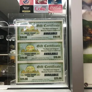 Gift certificates available