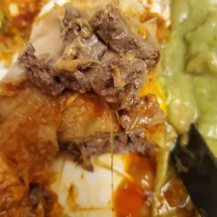 Carne asada chinichanga. I&apos;d ordered a chicken one! This was hard and chewy which aggravated my jaw. (Recent wisdom tooth removal)
