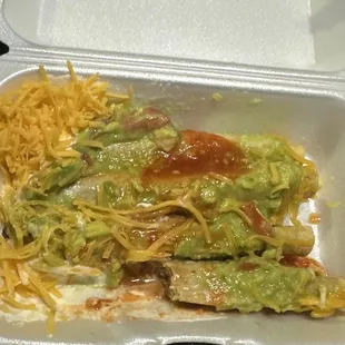 a takeout box of food