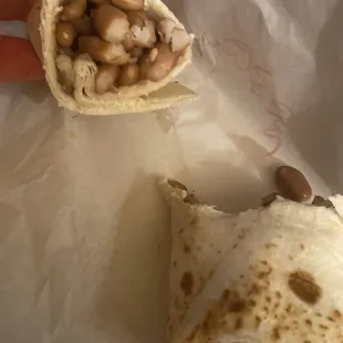 A bean and cheese, with whole beans.