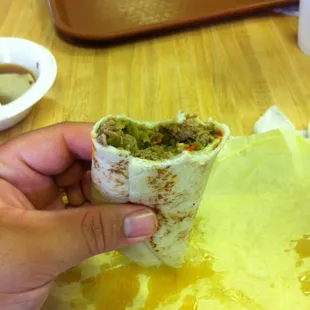 Green meat burrito.
