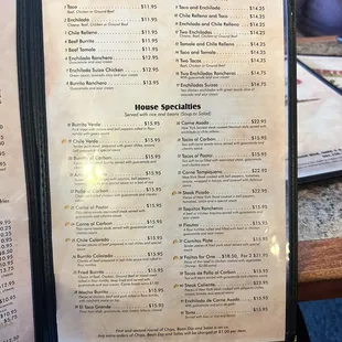 Menu combination plates and house specialties feb 2023