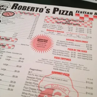 Menu sheet