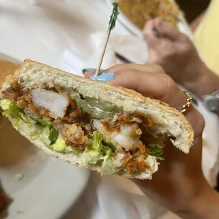 Shrimp po-boy and I added pickles to it.