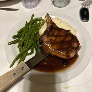 Pork chop, and green beans