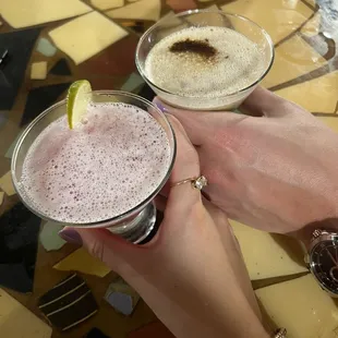 Pom martini and espresso martini