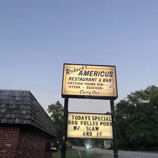 a sign for the restaurant