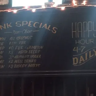 Daily Drink Specials (I took this photo because I always forget which specials are for which days)