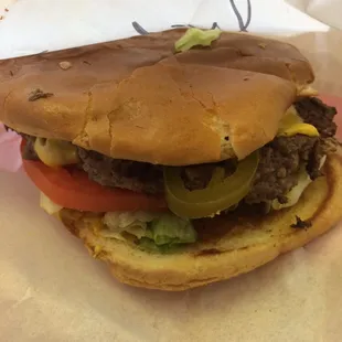 Wish you could smell this old home cooking cheese burger!!