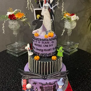 Nightmare before Christmas theme wedding cake.