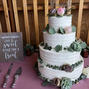 Simple but Sweet Looking and Tasting wedding cake.