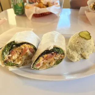 Crispy chicken wrap &amp; potato salad