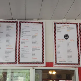 menus on the wall