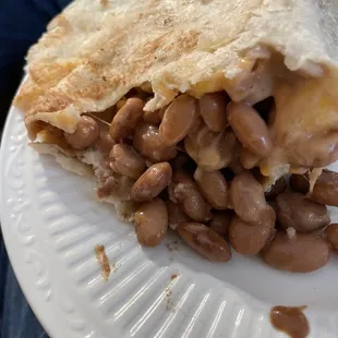 Uncooked un prepared beans in a burrito