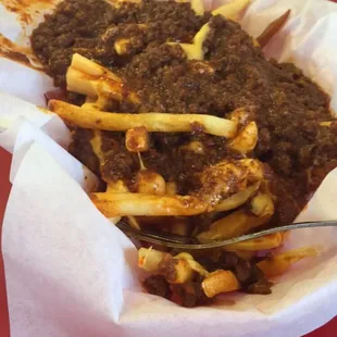 Chili cheese fries. The chili was some of the best I've ever had!