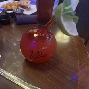 Christmas themed Moscow mule.  It was really good.  You get the option to keep the cup.