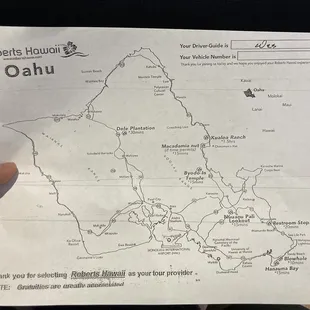 Map provided for the Circle Tour.