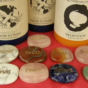 We carry healing stones and medicinal, all natural, candles