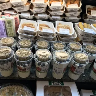a variety of food items on display