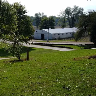 barns to the southeast of the aquatic center