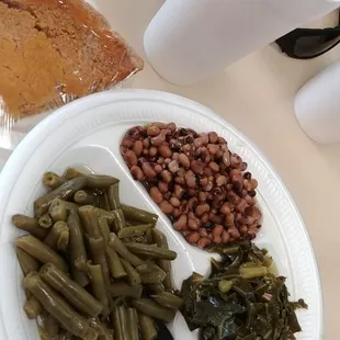 Veggie plate with sweet potato pie and peach lemonade punch.