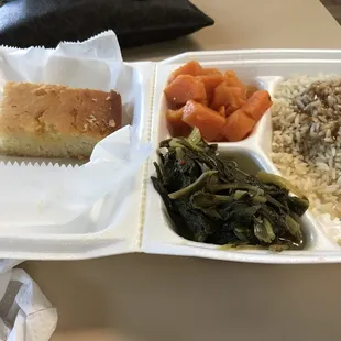 3 veggies &amp; cornbread $5.34