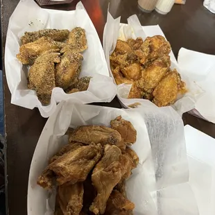 Lemon pepper, spicy butter garlic, salt and vinegar