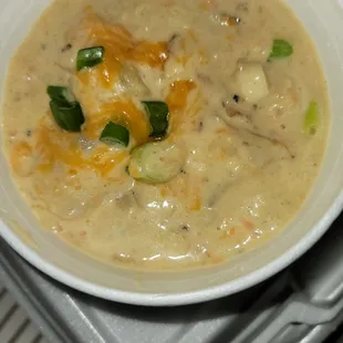 Potato soup...yummy!  Big chunks of potatoes.  Super flavor.