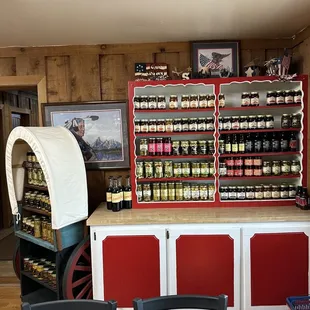 a covered wagon in a store