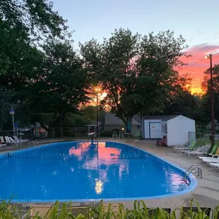 Pool at sunset on the first day of summer 2022