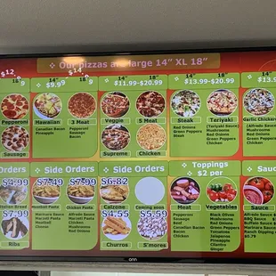 pizza, menu