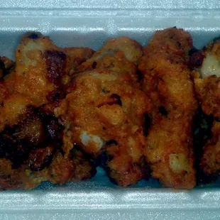 Soggy chicken wings that look a lot better than they taste.