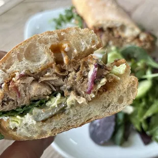 Robins Cafe, $18 Pulled Pork Sandwich with Salad