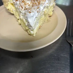 A delicious slice of Heaven with creamy coconut pie.