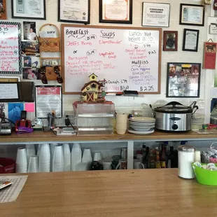 the kitchen counter and menus