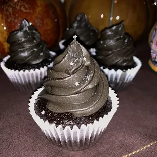 Black Magic Cupcake - Black Cocoa Cupcake with Black Cocoa Buttercream and Halloween "Goo" Filling