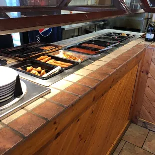 Cornbread and pastas on the buffet