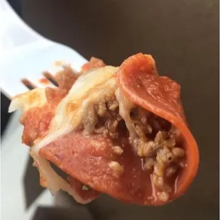 Digging in to a crustless 10" Pizza!